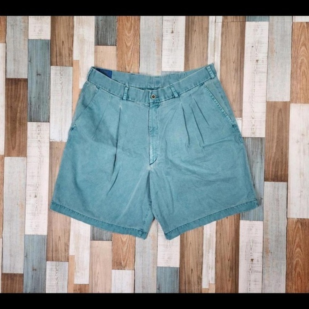 Lobo‎ by Pendleton Mens Pleated Chino Shorts Teal Blue Vintage Made in USA Sz 36